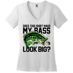 Does This Make My Bass Look Big Funny Fishing Women's V-Neck T-Shirt