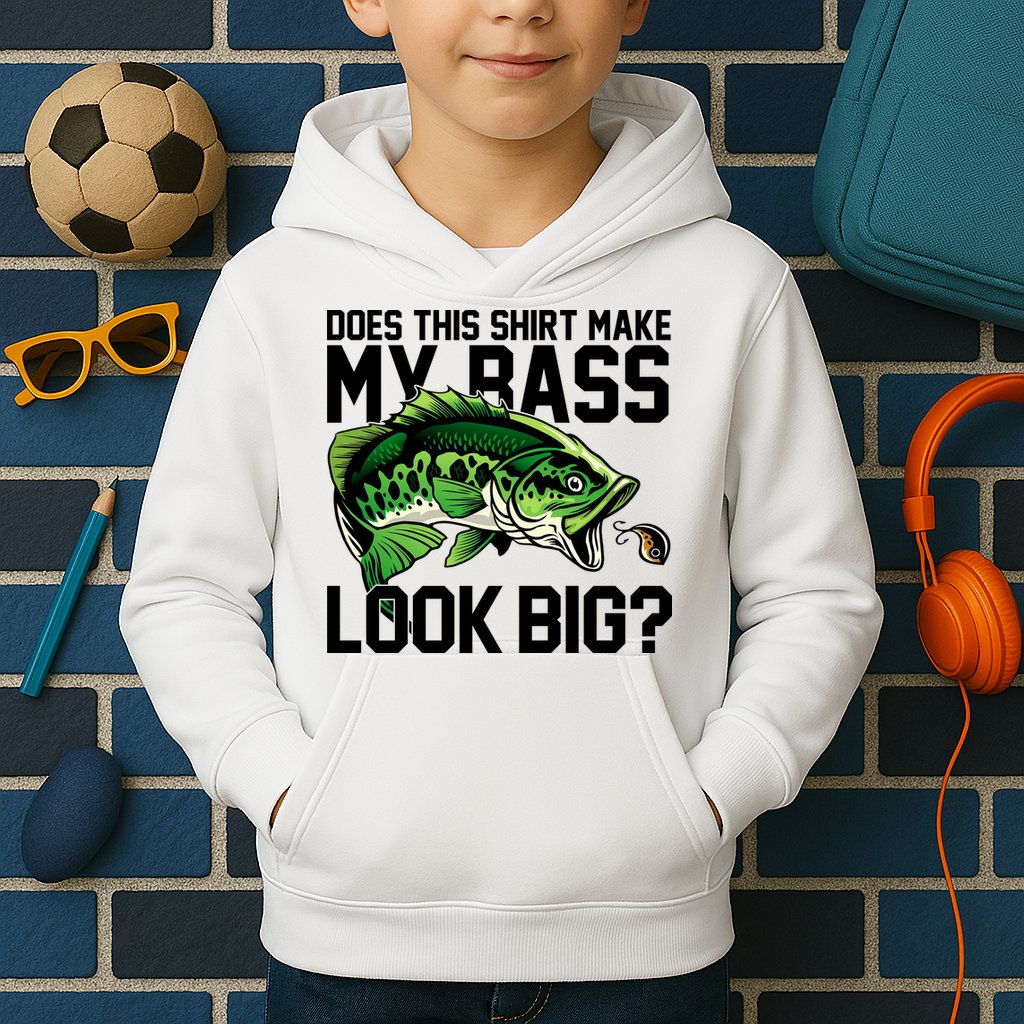 Does This Make My Bass Look Big Funny Fishing Kids Hoodie