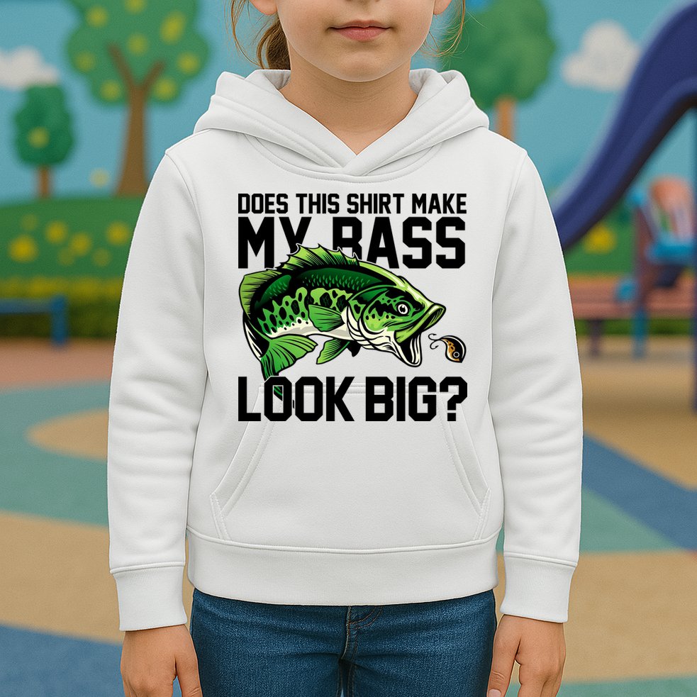 Does This Make My Bass Look Big Funny Fishing Kids Hoodie