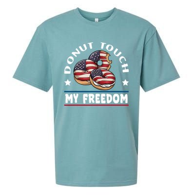 Donut Touch My Freedom Funny 4th Of July Independence Sueded Cloud Jersey T-Shirt