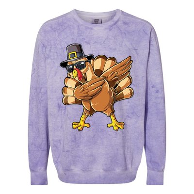 Dabbing Turkey Meaningful Gift Colorblast Crewneck Sweatshirt