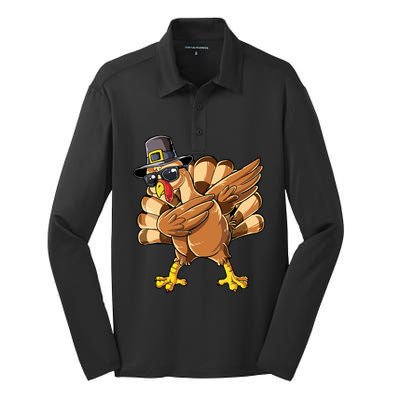 Dabbing Turkey Meaningful Gift Silk Touch Performance Long Sleeve Polo