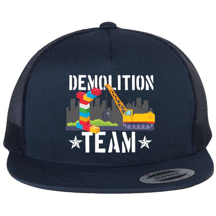 Demolition Team Master Builder Building Blocks Bricklayer Flat Bill Trucker Hat