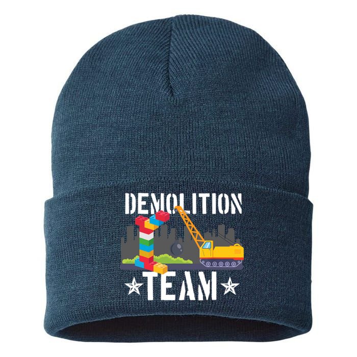 Demolition Team Master Builder Building Blocks Bricklayer Sustainable Knit Beanie