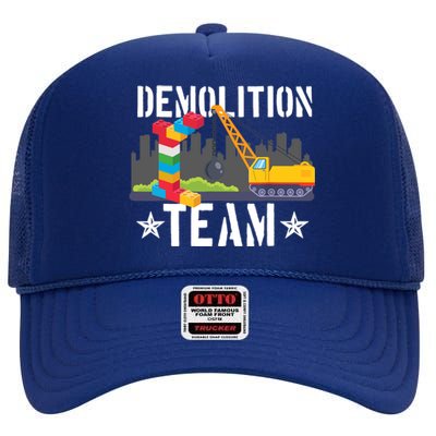 Demolition Team Master Builder Building Blocks Bricklayer High Crown Mesh Back Trucker Hat