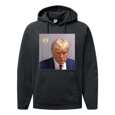 Donald Trump Mugshot | Trump Mug Shot Trending Performance Fleece Hoodie