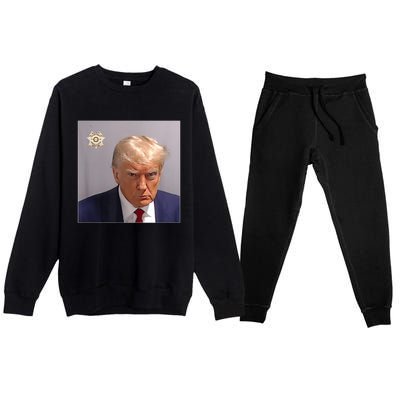 Donald Trump Mugshot | Trump Mug Shot Trending Premium Crewneck Sweatsuit Set