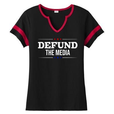 Defund The Media USA Ladies Halftime Notch Neck Tee