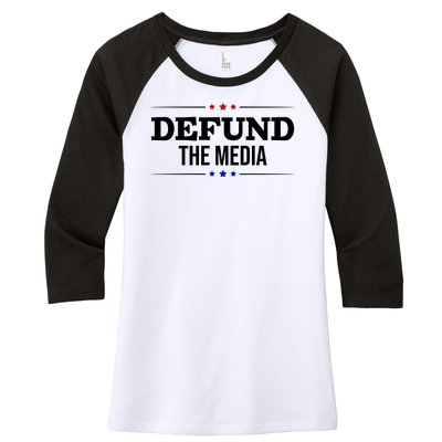 Defund The Media USA Women's Tri-Blend 3/4-Sleeve Raglan Shirt