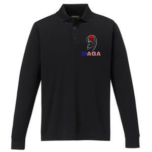 Donald Trump Maga Gun Shot To The Ear Performance Long Sleeve Polo