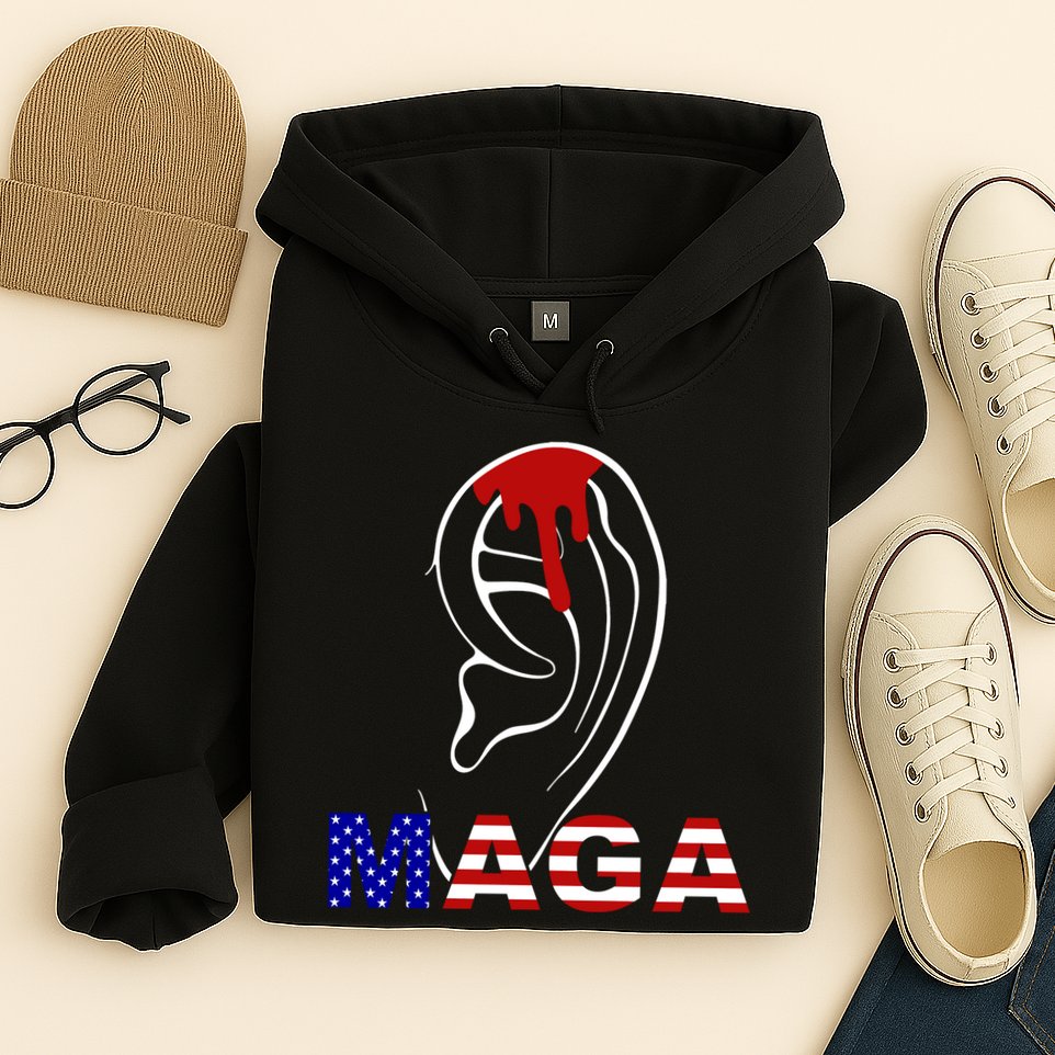 Donald Trump Maga Gun Shot To The Ear Hoodie