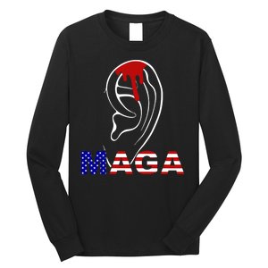 Donald Trump Maga Gun Shot To The Ear Long Sleeve Shirt