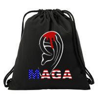 Donald Trump Maga Gun Shot To The Ear Drawstring Bag