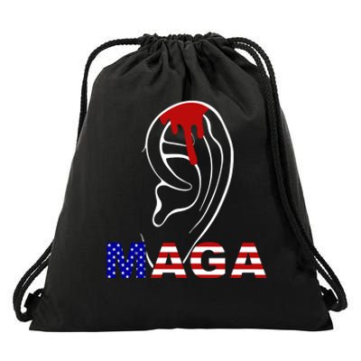 Donald Trump Maga Gun Shot To The Ear Drawstring Bag