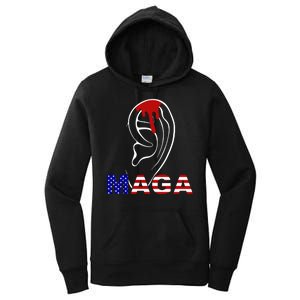 Donald Trump Maga Gun Shot To The Ear Women's Pullover Hoodie