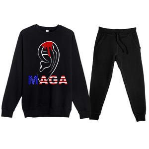 Donald Trump Maga Gun Shot To The Ear Premium Crewneck Sweatsuit Set