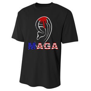 Donald Trump Maga Gun Shot To The Ear Performance Sprint T-Shirt