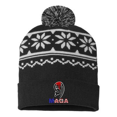 Donald Trump Maga Gun Shot To The Ear USA-Made Snowflake Beanie