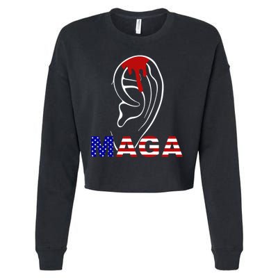 Donald Trump Maga Gun Shot To The Ear Cropped Pullover Crew