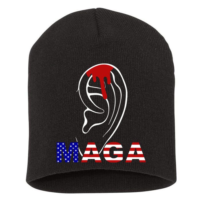 Donald Trump Maga Gun Shot To The Ear Short Acrylic Beanie