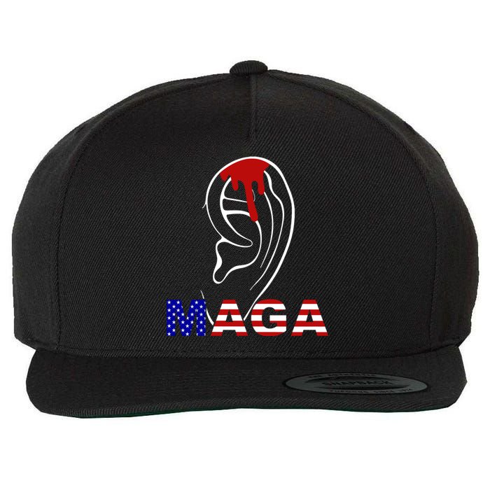 Donald Trump Maga Gun Shot To The Ear Wool Snapback Cap