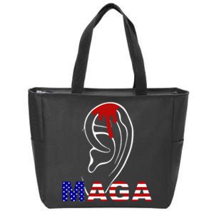 Donald Trump Maga Gun Shot To The Ear Zip Tote Bag