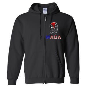 Donald Trump Maga Gun Shot To The Ear Full Zip Hoodie