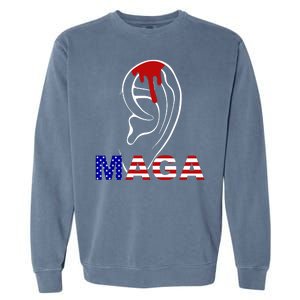 Donald Trump Maga Gun Shot To The Ear Garment-Dyed Sweatshirt