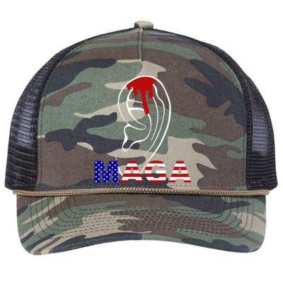 Donald Trump Maga Gun Shot To The Ear Retro Rope Trucker Hat Cap