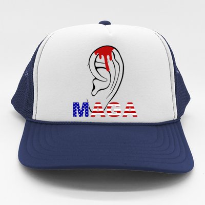 Donald Trump Maga Gun Shot To The Ear Trucker Hat