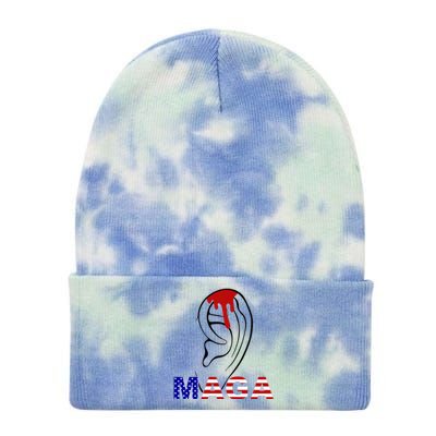 Donald Trump Maga Gun Shot To The Ear Tie Dye 12in Knit Beanie