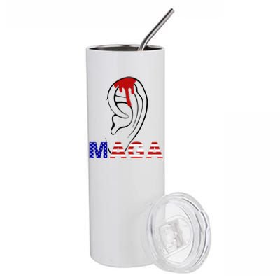 Donald Trump Maga Gun Shot To The Ear Stainless Steel Tumbler