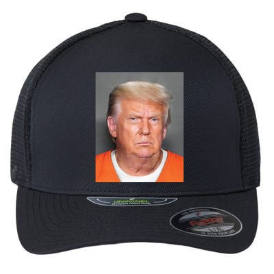 Donald Trump Mugshot MAGA 2024 Front & Back Flexfit Unipanel Trucker Cap