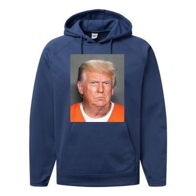 Donald Trump Mugshot MAGA 2024 Front & Back Performance Fleece Hoodie