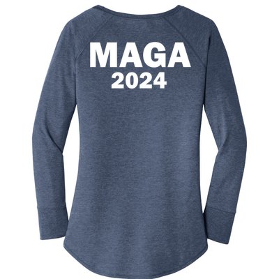 Donald Trump Mugshot MAGA 2024 Front & Back Women's Perfect Tri Tunic Long Sleeve Shirt