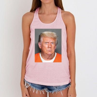 Donald Trump Mugshot MAGA 2024 Front & Back Women's Knotted Racerback Tank