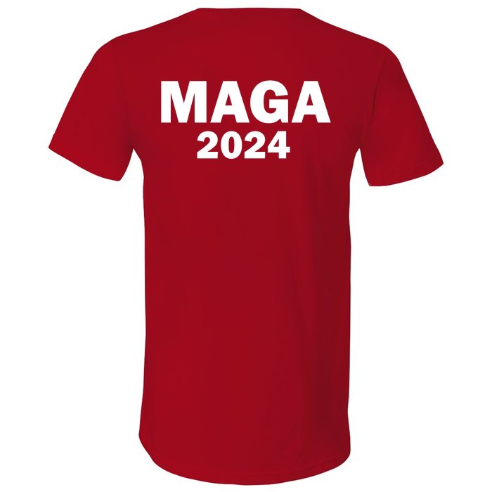 Donald Trump Mugshot MAGA 2024 Front & Back V-Neck T-Shirt