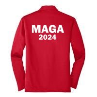 Donald Trump Mugshot MAGA 2024 Front & Back Silk Touch Performance Long Sleeve Polo