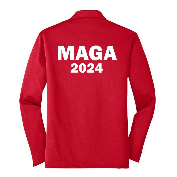 Donald Trump Mugshot MAGA 2024 Front & Back Silk Touch Performance Long Sleeve Polo