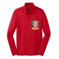 Donald Trump Mugshot MAGA 2024 Front & Back Silk Touch Performance Long Sleeve Polo