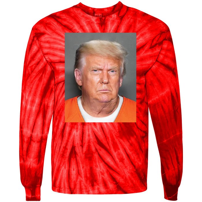 Donald Trump Mugshot MAGA 2024 Front & Back Tie-Dye Long Sleeve Shirt