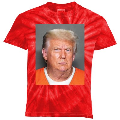 Donald Trump Mugshot MAGA 2024 Front & Back Kids Tie-Dye T-Shirt