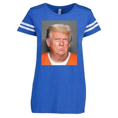 Donald Trump Mugshot MAGA 2024 Front & Back Enza Ladies Jersey Football T-Shirt