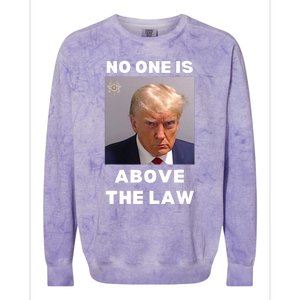 Donald Trump Mug Shot No One Is Above The Law Anti Trump Colorblast Crewneck Sweatshirt