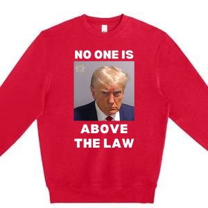 Donald Trump Mug Shot No One Is Above The Law Anti Trump Premium Crewneck Sweatshirt