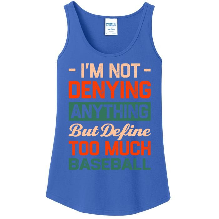 Define Too Much Baseball Funny Baseball Player Humor Gift Ladies Essential Tank