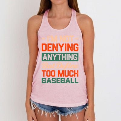 Define Too Much Baseball Funny Baseball Player Humor Gift Women's Knotted Racerback Tank