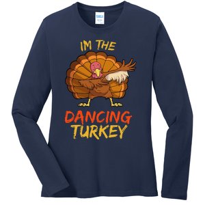 Dancing Turkey Matching Family Group Thanksgiving Party Pj Ladies Long Sleeve Shirt