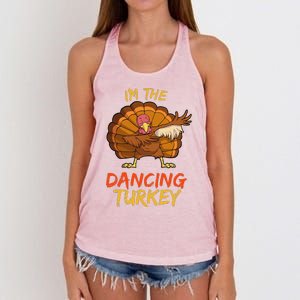 Dancing Turkey Matching Family Group Thanksgiving Party Pj Women's Knotted Racerback Tank