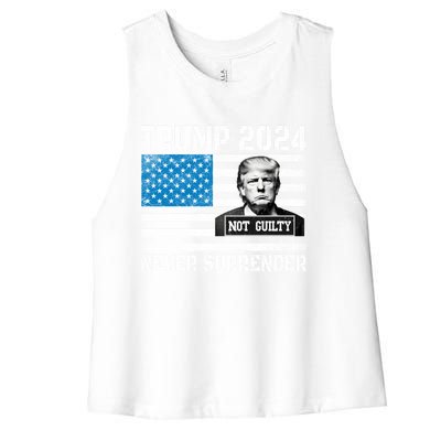 Donald Trump Mugshot President Trump Never Surrender Gift Women's Racerback Cropped Tank